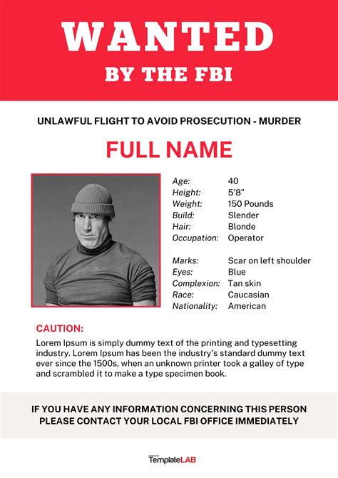 fbi most wanted poster template free